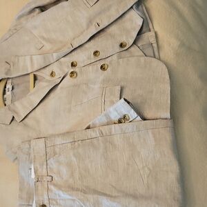 Janie and Jack Light Grey Linen Boys 3 Piece Suit